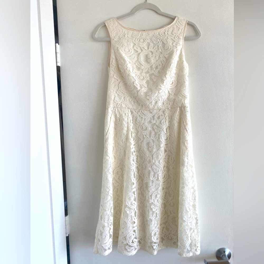 Adrianna Papell White Lace Dress, Size 6
